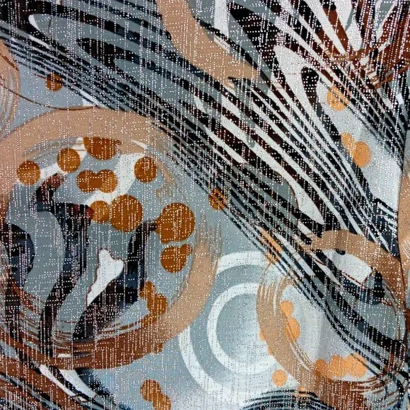 EMILY DANIELS-Women's Top-Brushed Abstract-3/4 Sleeve-SMALL-Black-Gray-Tan-White - Picture 12 of 15